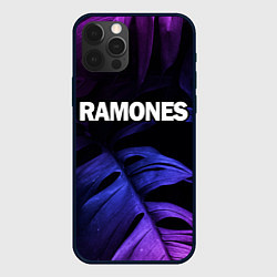 Чехол iPhone 12 Pro Ramones neon monstera