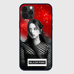 Чехол для iPhone 12 Pro Jisoo black red background, цвет: 3D-черный