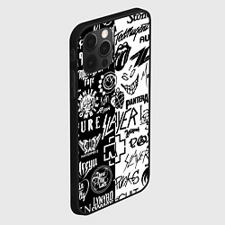 Чехол для iPhone 12 Pro Логотипы лучших рок групп, цвет: 3D-черный — фото 2