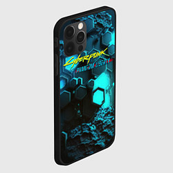 Чехол для iPhone 12 Pro Cyberpunk 2077 phantom liberty blue abstract, цвет: 3D-черный — фото 2