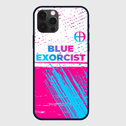 Чехол iPhone 12 Pro Blue Exorcist neon gradient style: символ сверху