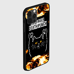 Чехол для iPhone 12 Pro Five Finger Death Punch рок кот и огонь, цвет: 3D-черный — фото 2