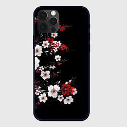 Чехол iPhone 12 Pro Белая и красная сакура - цветение