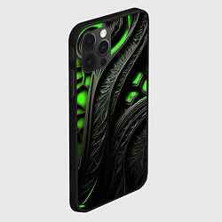 Чехол для iPhone 12 Pro Green black abstract, цвет: 3D-черный — фото 2