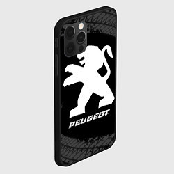 Чехол для iPhone 12 Pro Peugeot speed на темном фоне со следами шин, цвет: 3D-черный — фото 2