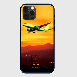 Чехол для iPhone 12 Pro S7 Боинг 737 Оранжевый закат, цвет: 3D-черный