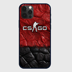 Чехол для iPhone 12 Pro CS GO red black texture, цвет: 3D-черный