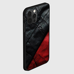 Чехол для iPhone 12 Pro Черно - красная кожа, цвет: 3D-черный — фото 2