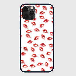 Чехол для iPhone 12 Pro Поцелуи - паттерн, цвет: 3D-черный