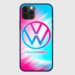 Чехол для iPhone 12 Pro Volkswagen neon gradient style, цвет: 3D-черный