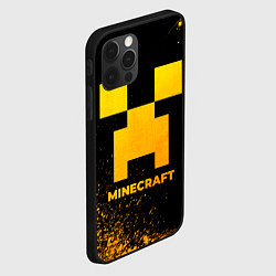 Чехол для iPhone 12 Pro Minecraft - gold gradient, цвет: 3D-черный — фото 2