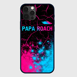 Чехол для iPhone 12 Pro Papa Roach - neon gradient: символ сверху, цвет: 3D-черный