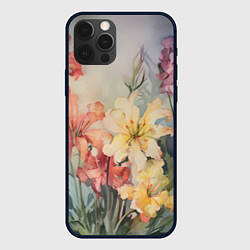 Чехол для iPhone 12 Pro Акварельные лилии, цвет: 3D-черный