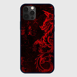 Чехол iPhone 12 Pro Красный дракон - иероглифы
