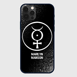 Чехол iPhone 12 Pro Marilyn Manson glitch на темном фоне