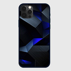 Чехол для iPhone 12 Pro Black blue abstract, цвет: 3D-черный