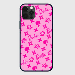 Чехол для iPhone 12 Pro Барби паттерн розовый, цвет: 3D-черный