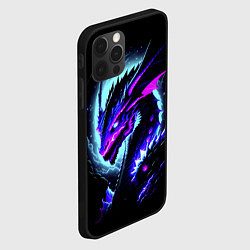 Чехол для iPhone 12 Pro Морда дракона - неоновое свечение, цвет: 3D-черный — фото 2