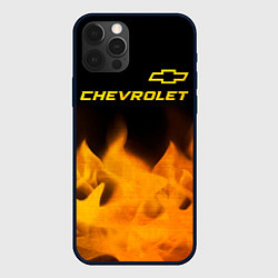 Чехол для iPhone 12 Pro Chevrolet - gold gradient: символ сверху, цвет: 3D-черный