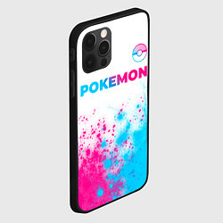 Чехол для iPhone 12 Pro Pokemon neon gradient style: символ сверху, цвет: 3D-черный — фото 2