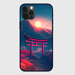 Чехол для iPhone 12 Pro Japan gate drawing, цвет: 3D-черный