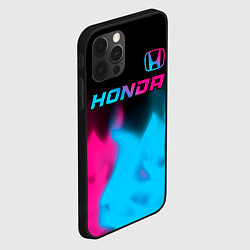 Чехол для iPhone 12 Pro Honda - neon gradient: символ сверху, цвет: 3D-черный — фото 2