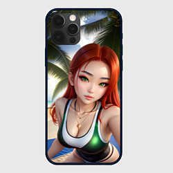 Чехол iPhone 12 Pro Девушка с рыжими волосами на пляже