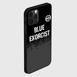 Чехол для iPhone 12 Pro Blue Exorcist glitch на темном фоне: символ сверху, цвет: 3D-черный — фото 2