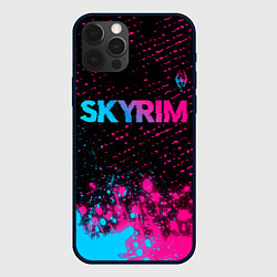 Чехол iPhone 12 Pro Skyrim - neon gradient: символ сверху