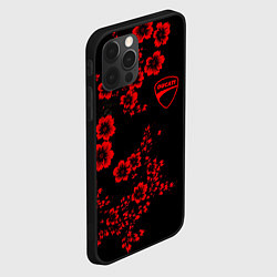 Чехол для iPhone 12 Pro Ducati - red flowers, цвет: 3D-черный — фото 2