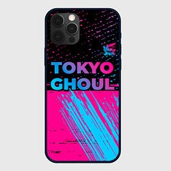 Чехол для iPhone 12 Pro Tokyo Ghoul - neon gradient: символ сверху, цвет: 3D-черный
