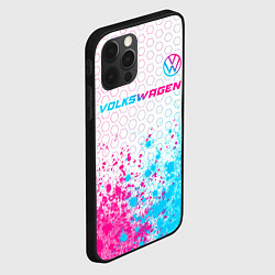 Чехол для iPhone 12 Pro Volkswagen neon gradient style: символ сверху, цвет: 3D-черный — фото 2