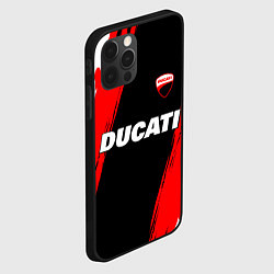 Чехол для iPhone 12 Pro Ducati moto - красные полосы, цвет: 3D-черный — фото 2