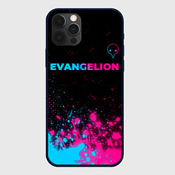 Чехол iPhone 12 Pro Evangelion - neon gradient: символ сверху