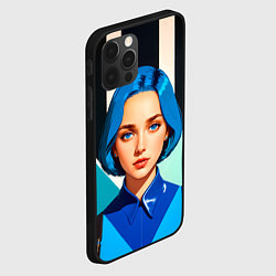 Чехол для iPhone 12 Pro Девушка в рубашке с синими волосами, цвет: 3D-черный — фото 2