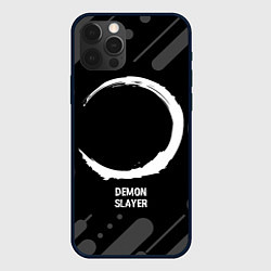 Чехол iPhone 12 Pro Demon Slayer glitch на темном фоне