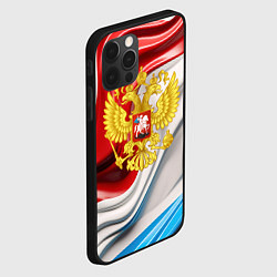 Чехол для iPhone 12 Pro Герб России на фоне флага, цвет: 3D-черный — фото 2