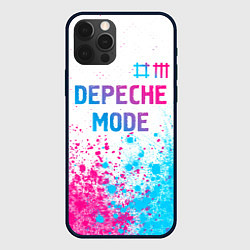 Чехол для iPhone 12 Pro Depeche Mode neon gradient style: символ сверху, цвет: 3D-черный