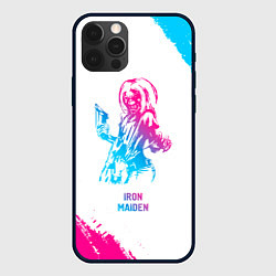 Чехол iPhone 12 Pro Iron Maiden neon gradient style