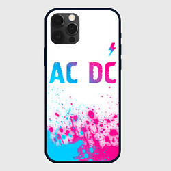 Чехол для iPhone 12 Pro AC DC neon gradient style: символ сверху, цвет: 3D-черный