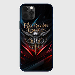 Чехол iPhone 12 Pro Baldurs Gate 3 dark logo