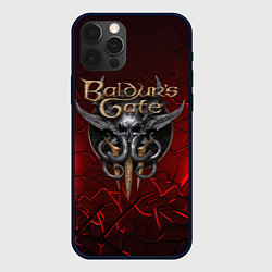 Чехол iPhone 12 Pro Baldurs Gate 3 logo red