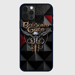 Чехол iPhone 12 Pro Baldurs Gate 3 logo red black