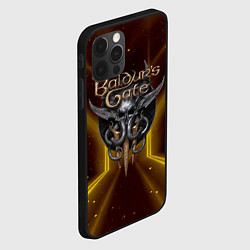 Чехол для iPhone 12 Pro Baldurs Gate 3 logo black gold, цвет: 3D-черный — фото 2