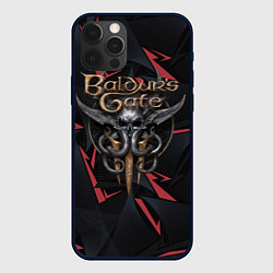 Чехол iPhone 12 Pro Baldurs Gate 3 logo dark red