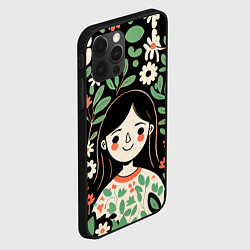 Чехол для iPhone 12 Pro Девочка в цветах - Бохо, цвет: 3D-черный — фото 2