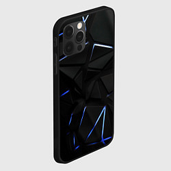 Чехол для iPhone 12 Pro Black texture neon line, цвет: 3D-черный — фото 2