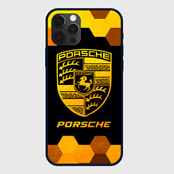 Чехол для iPhone 12 Pro Porsche - gold gradient, цвет: 3D-черный