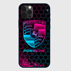 Чехол iPhone 12 Pro Porsche - neon gradient