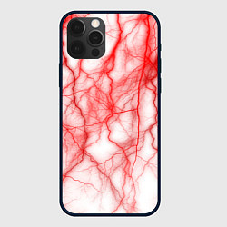Чехол iPhone 12 Pro Белый фон и красные молнии